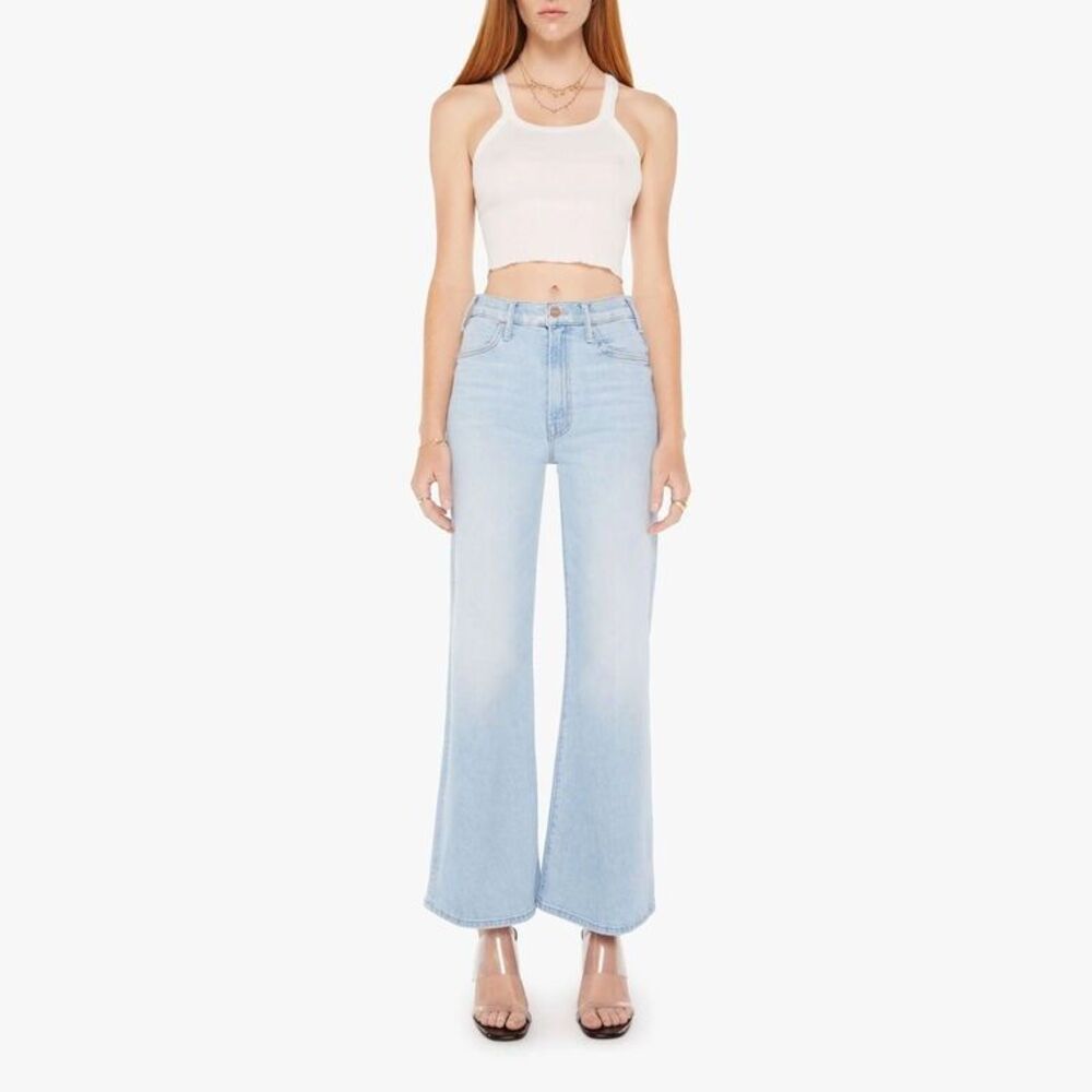 Mother The Hustler Roller Flood in Cheri Cheri Size 30 High Rise Wide Leg Light